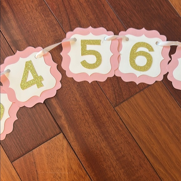 Pink and Gold Number Garland - Picture 4 of 13